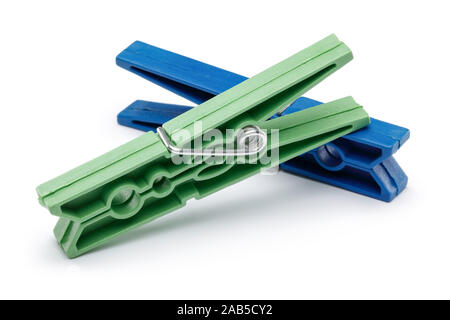 Plastic clothespin isolated on white background Stock Photo