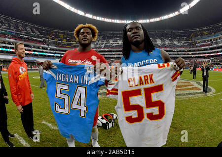 Kansas City Chiefs line backer Melvin Ingram III (24) before playing the  Las Vegas Raiders during an NFL Professional Football Game Sunday, Nov. 14,  2021, in Las Vegas. (AP Photo/John McCoy Stock