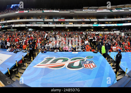 Fans cheer before an NFL football game between the Los Angeles Chargers and  the Kansas City Chiefs Monday, Nov. 18, 2019, in Mexico City. (AP  Photo/Rebecca Blackwell Stock Photo - Alamy