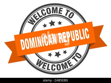 Dominican Republic stamp. welcome to Dominican Republic orange sign Stock Vector