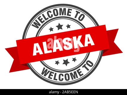 Alaska stamp. welcome to Alaska red sign Stock Vector