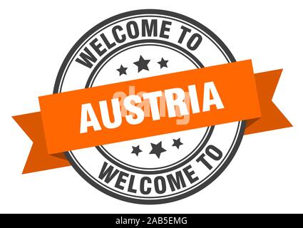 Austria stamp. welcome to Austria orange sign Stock Vector