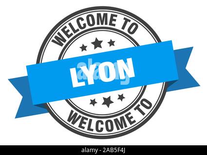 Lyon stamp. welcome to Lyon blue sign Stock Vector