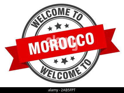 Morocco stamp. welcome to Morocco red sign Stock Vector