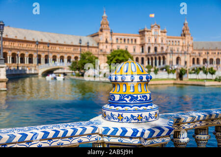 The Plaza de España (Spain Square) in the Parque de María Luisa (Maria Luisa Park), in Seville, Spain, built in 1928 for the Ibero-American Exposition Stock Photo