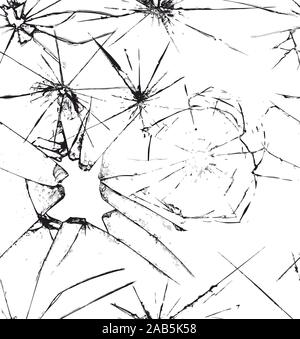 Broken glass seamless vector pattern,grunge effect isolated on white background Stock Vector