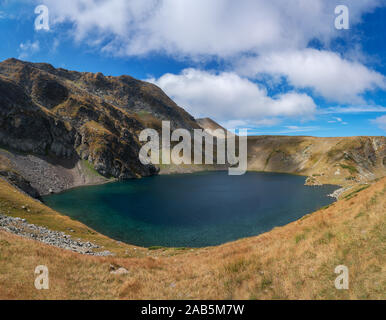 The seven Rila Lakes in the mountains of Bulgaria during a sunny day in September. Stock Photo