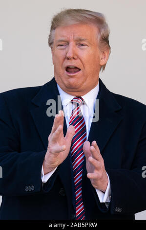 President Donald Trump speaks to military personnel and their families ...