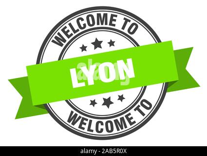 Lyon stamp. welcome to Lyon green sign Stock Vector