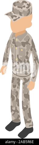 Soldier icon, isometric style Stock Vector
