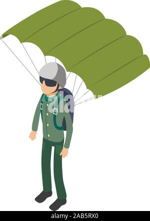 Skydiver icon, isometric style Stock Vector