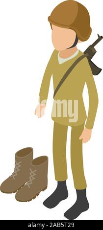 Army soldier icon, isometric style Stock Vector