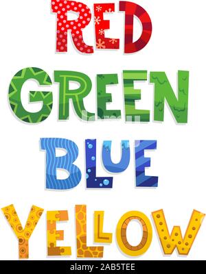 colors letters signs of red green blue and yellow vector Stock Vector