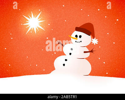 Eine Weihnachtskarte, auf der ein Schneemann zu sehen ist Stock Photo