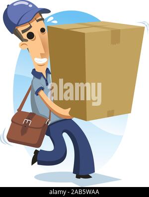 mailman carrying big box Stock Vector