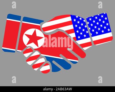 North Korea and USA flags Handshake vector illustration Eps 10 Stock Vector