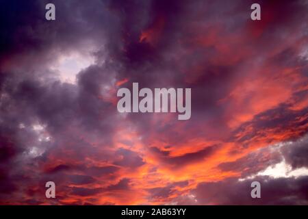 colorful storm sunset clouds Stock Photo