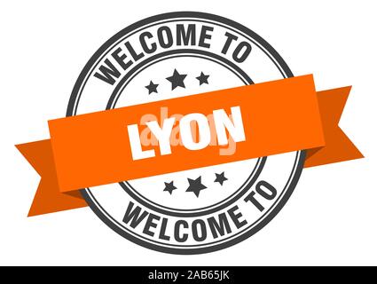 Lyon stamp. welcome to Lyon orange sign Stock Vector