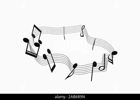 Black music notes with white background, 3d rendering. Computer digital drawing. Stock Photo