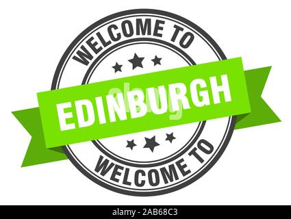 Edinburgh stamp. welcome to Edinburgh green sign Stock Vector