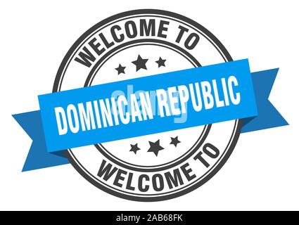 Dominican Republic stamp. welcome to Dominican Republic blue sign Stock Vector