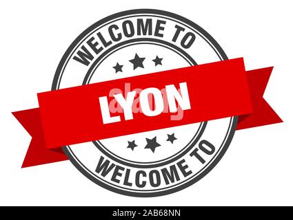 Lyon stamp. welcome to Lyon red sign Stock Vector