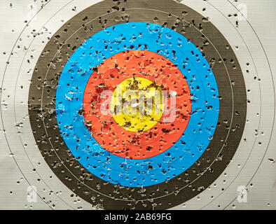 sports archery at the shooting range, competition for the most points to win the cup Stock Photo