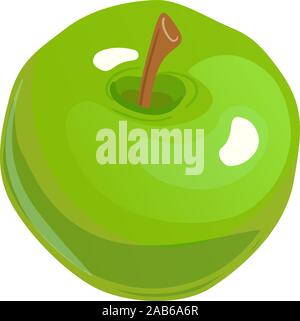Big whole fresh apple green flat isolated on white background. Color vector icon for design element. Fruit simple simbol. Stock Vector