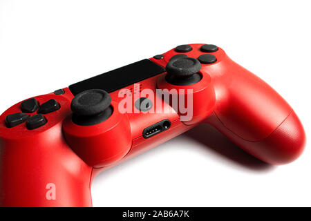 Computer game controller on white background. Gaming concept. Stock Photo