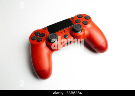 Computer game controller on white background. Gaming concept. Stock Photo