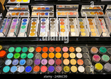 MELBOURNE, AUSTRALIA -12 JUL 2019- View of colorful professional make-up from Kryolan at a store in downtown Melbourne. Stock Photo