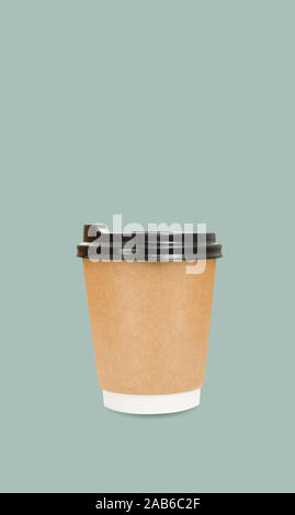 Ecoffee cup made from cardboard paper that is  reusable and biodegradable, but the paper component of coffee cups is not without its environmental har Stock Photo