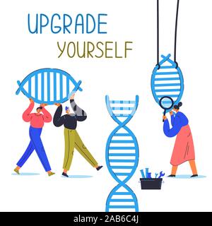 Biohacking vector illustration.Flat characters  Stock Vector