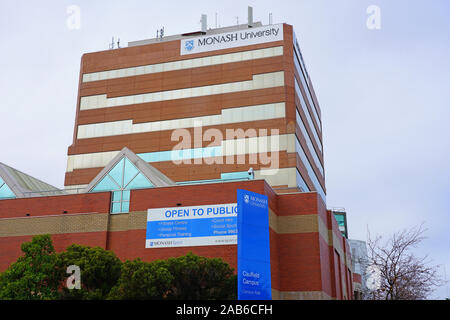 MELBOURNE, AUSTRALIA -12 JUL 2019- View of the campus of Monash University, founded in 1958, Monash,  the university with the largest student body in Stock Photo