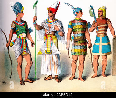 Ancient Egyptian costume. From left to right: woman and man in ordinary ...