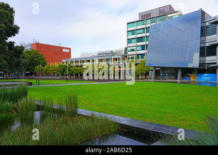 MELBOURNE, AUSTRALIA -12 JUL 2019- View of the campus of Monash University, founded in 1958, Monash,  the university with the largest student body in Stock Photo