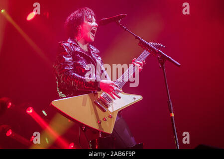 Nottingham, UK. 25th November 2019. Halestorm perform live on stage at the Motorpoint Arena in Nottingham, UK. Credit: Andy Gallagher/Alamy Live News Stock Photo