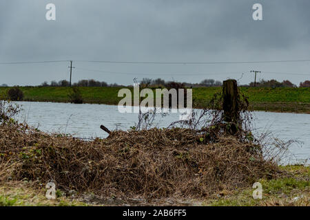 The outskirts of flood hit village of Fishlake near Doncaster South Yorkshire. Stock Photo