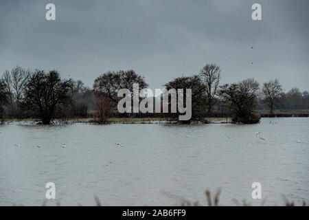 The outskirts of flood hit village of Fishlake near Doncaster South Yorkshire. Stock Photo