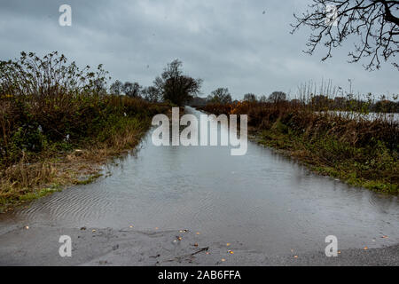 The outskirts of flood hit village of Fishlake near Doncaster South Yorkshire. Stock Photo