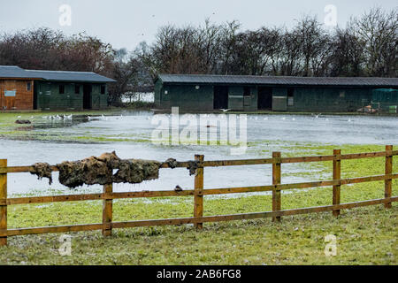 The outskirts of flood hit village of Fishlake near Doncaster South Yorkshire. Stock Photo