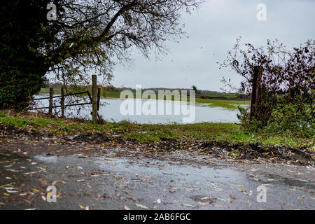 The outskirts of flood hit village of Fishlake near Doncaster South Yorkshire. Stock Photo