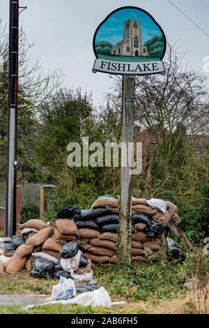 The outskirts of flood hit village of Fishlake near Doncaster South Yorkshire. Stock Photo