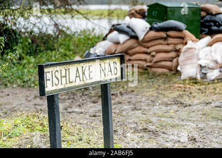 The outskirts of flood hit village of Fishlake near Doncaster South Yorkshire. Stock Photo