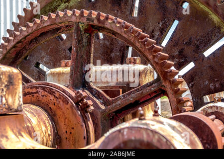 Rusty mechanical wheels abstract textured composition Stock Photo
