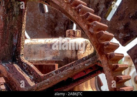 Rusty mechanical wheels abstract textured composition Stock Photo