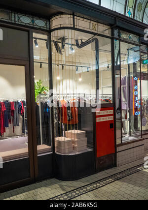 Shopfront and fire hydrant in  retail shopping Cathedral Arcade in Nicholas Building Melbourne Victoria Australia. Stock Photo