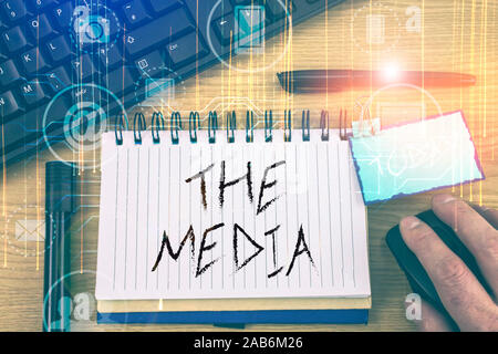 Handwriting text The Media. Conceptual photo main means of mass communication that are regarded collectively Stock Photo