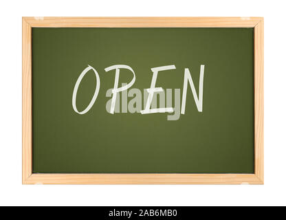 A photography of a small chalk board open Stock Photo