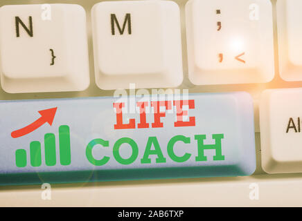 Handwriting text Life Coach. Conceptual photo someone who helps identify your goals and plan to achieve them Stock Photo